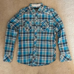 Buckle Black pearl snap collared shirt